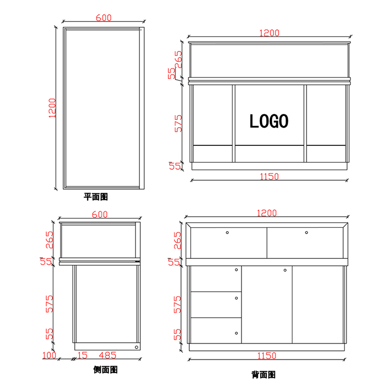 玻璃手表展示柜台C款-03前柜