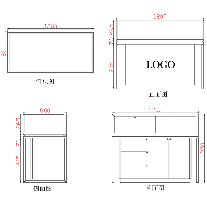 玻璃珠宝展柜H款-01前柜-1号花纹