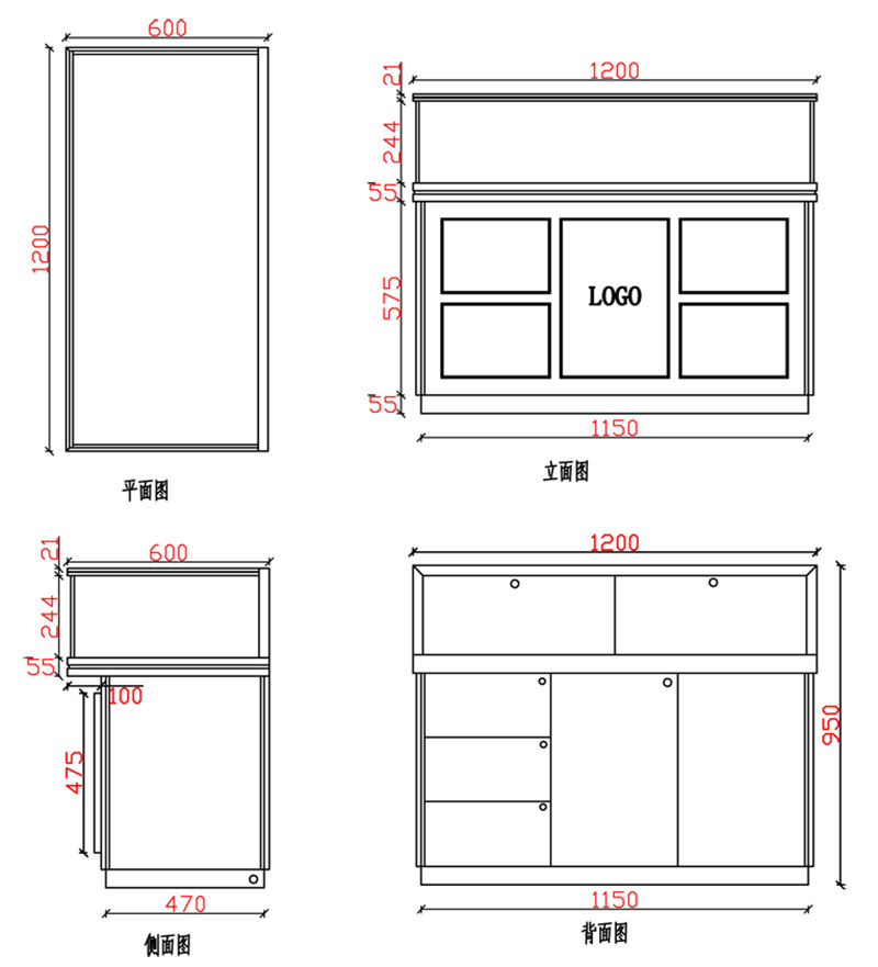 珠宝展柜尺寸,展柜尺寸定制厂家