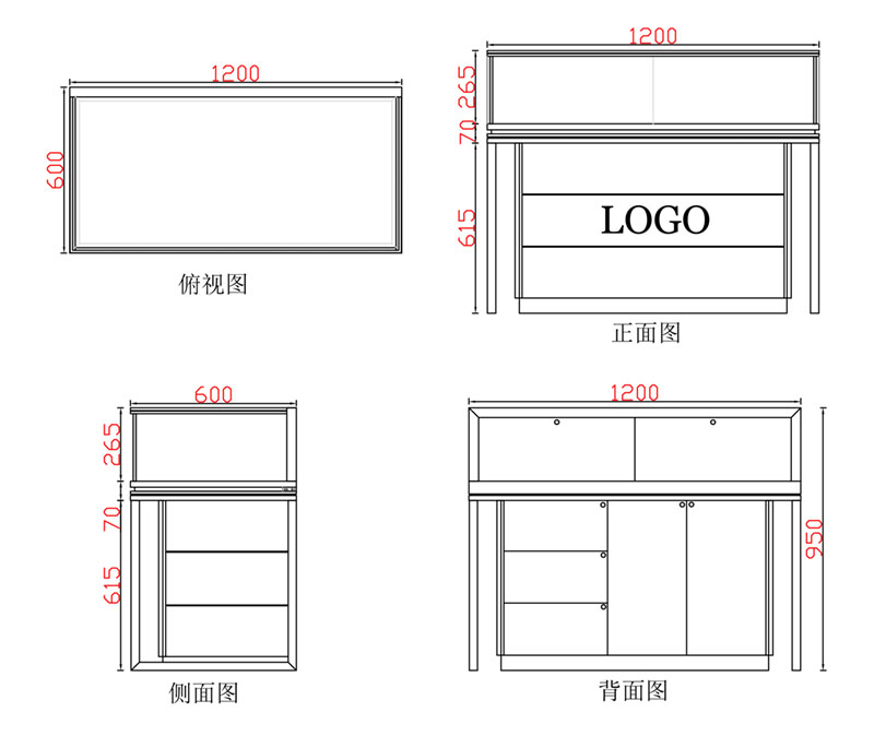 珠宝展柜尺寸,展柜尺寸定制